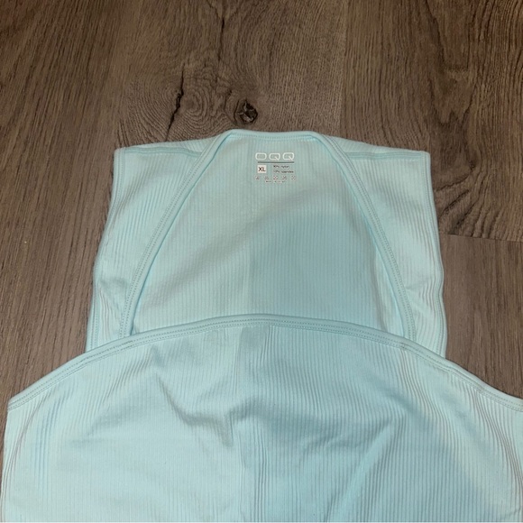 OQQ Womens Size XL Cotton Candy Blue Rib Knit Square Neck Sleeveless Bodysuit - Picture 2 of 6